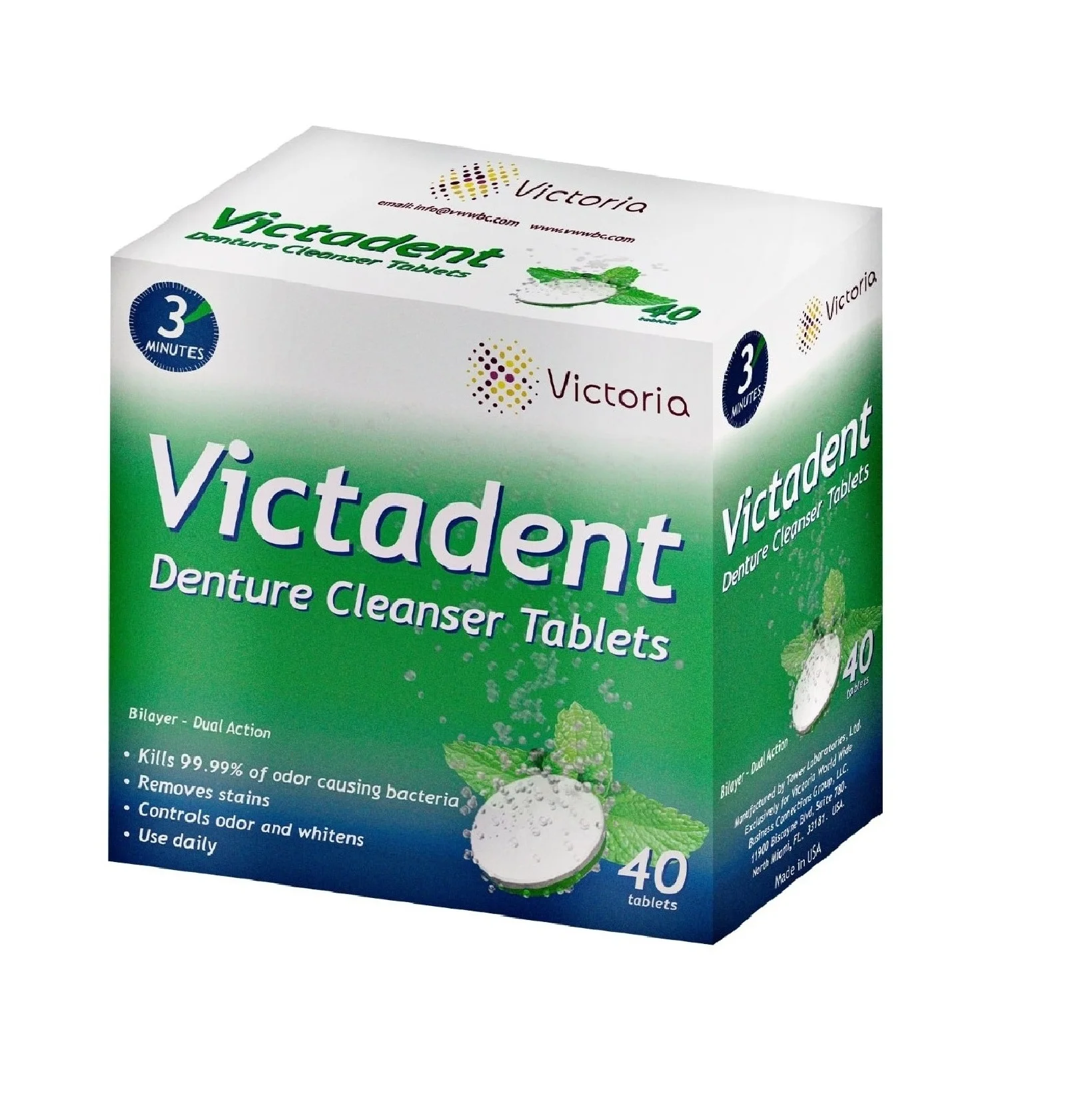 
Effervescent Victadent Cleaner Tablets for Dentures, Retainers and Night Guard - 40 Tablets - USA Formulated -3 Minutes Cleaning 