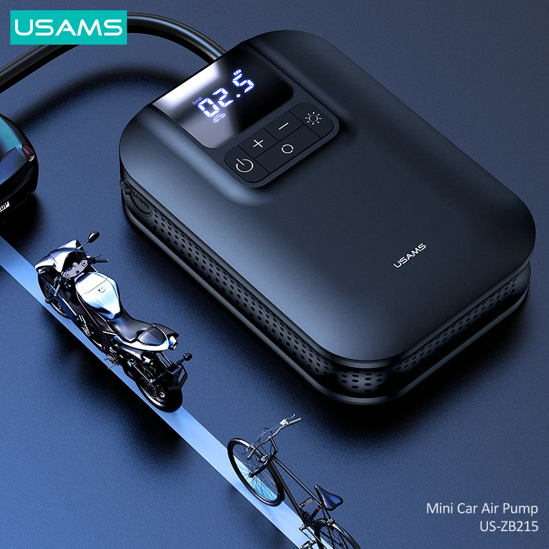 USAMS US-ZB215 80W 5000mAh Auto Electric Inflator Portable Mini Car Tire Air Pump
