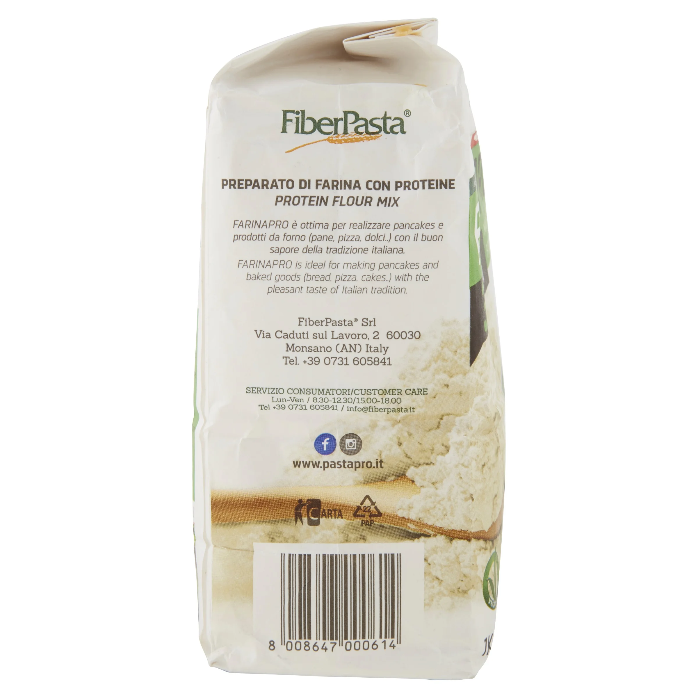 ITALIAN HIGH PROTEIN PREMIUM FLOUR 30% PROTEIN AND HIGH FIBER -  FEWER CARBS - WITH PEA PROTEIN AND LOW GLYCEMIC INDEX