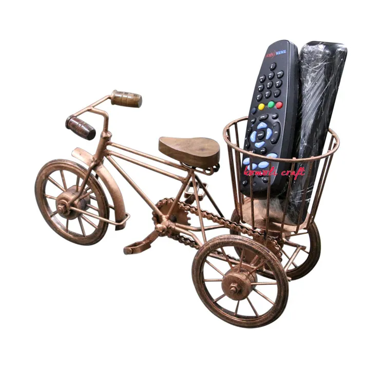 Multi purpose bicycle miniature wrought iron bicycle home decor remote stand