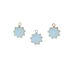 Aqua Druzy Gemstone Gold Electroplated Sun Shape Pendant Jewelry GS-02