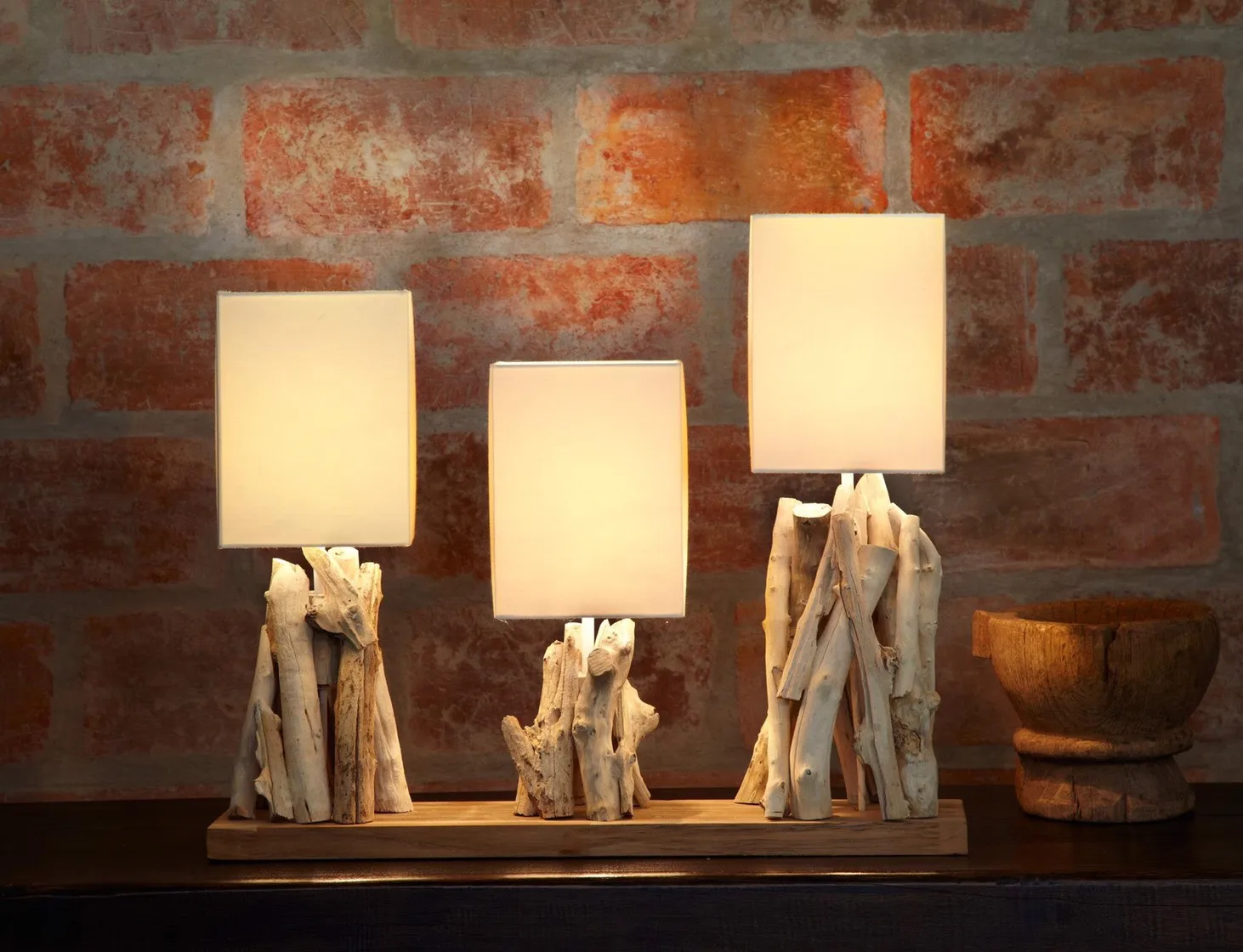 wholesale hotel farmhouse home living room bedside decorative driftwood design table lamps