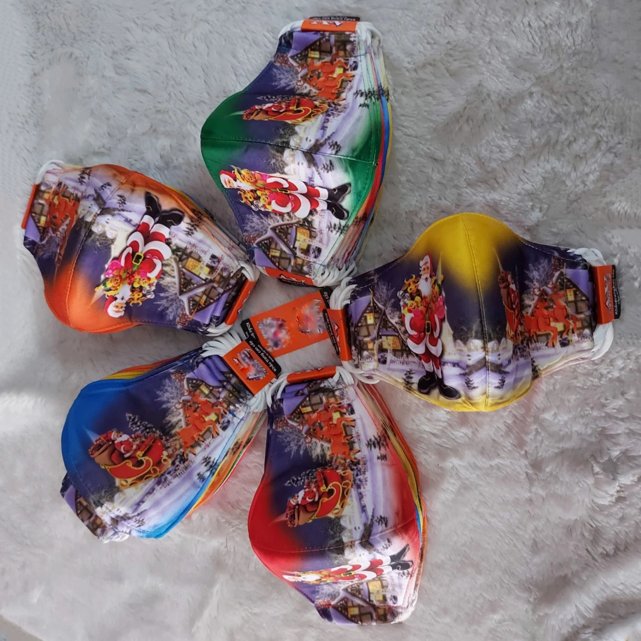 Fashion Christmas Face Cover Polyester and Cotton Fabrics Reusable Soft Comfortable 3D Printed Custom Design