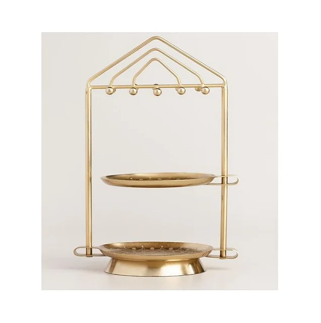 Latest Design Gold Metal Necklace Holder With Prime Quality Three Tiers Jewelry Display Stand at Affordable Prices