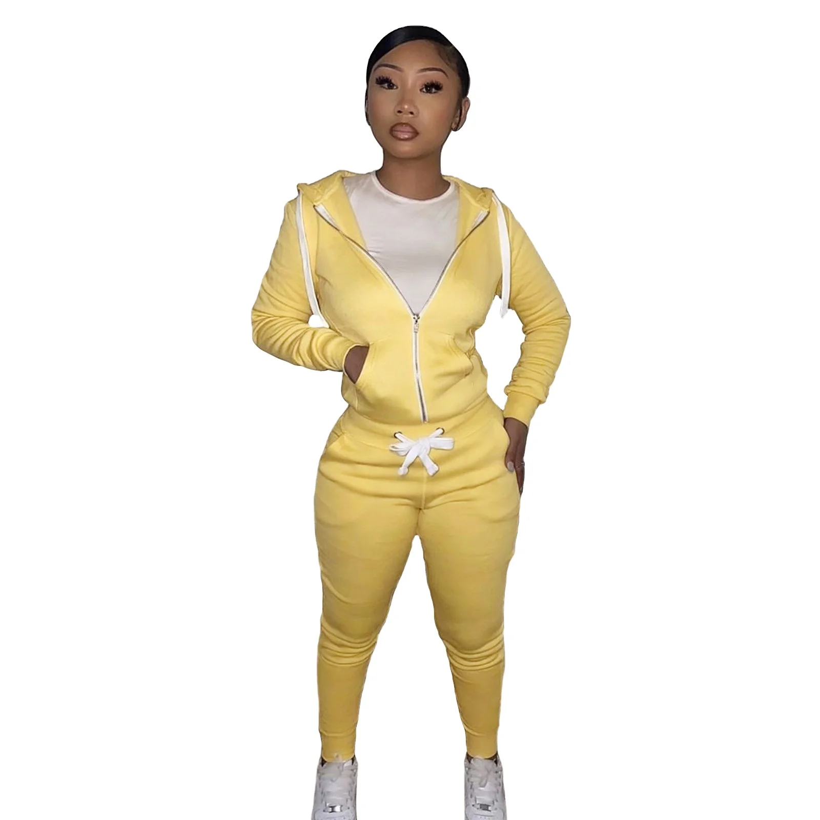 Hot Women Tracksuit Thick Fleece Women Hoodie All in one Two Piece Outfits Women Sweatsuit Set