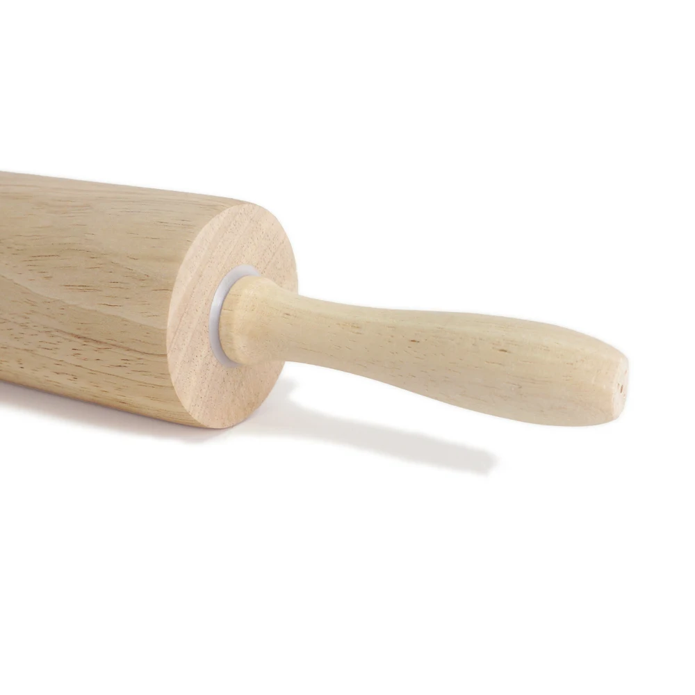 [Holar] Taiwan Made Rubber Beech Wood Dough Roller with Handles for Bread