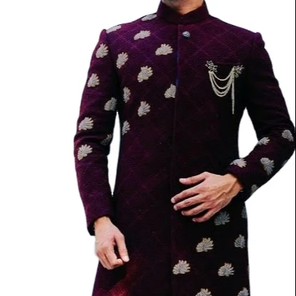 Дизайнерская Тяжелая вышивка ручной работы костюм жениха шервани Свадебный сезон Курта чжуридара для мужчин формальный Болливуд Мода оптовая продажа