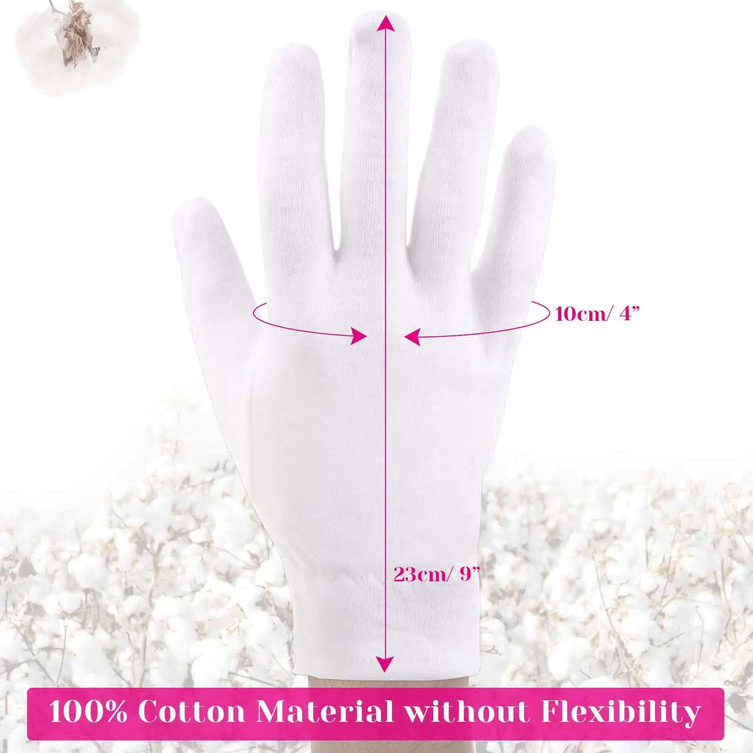 Latest Design Custom Logo White Cotton Gloves Slim Light Weight Soft Elastic