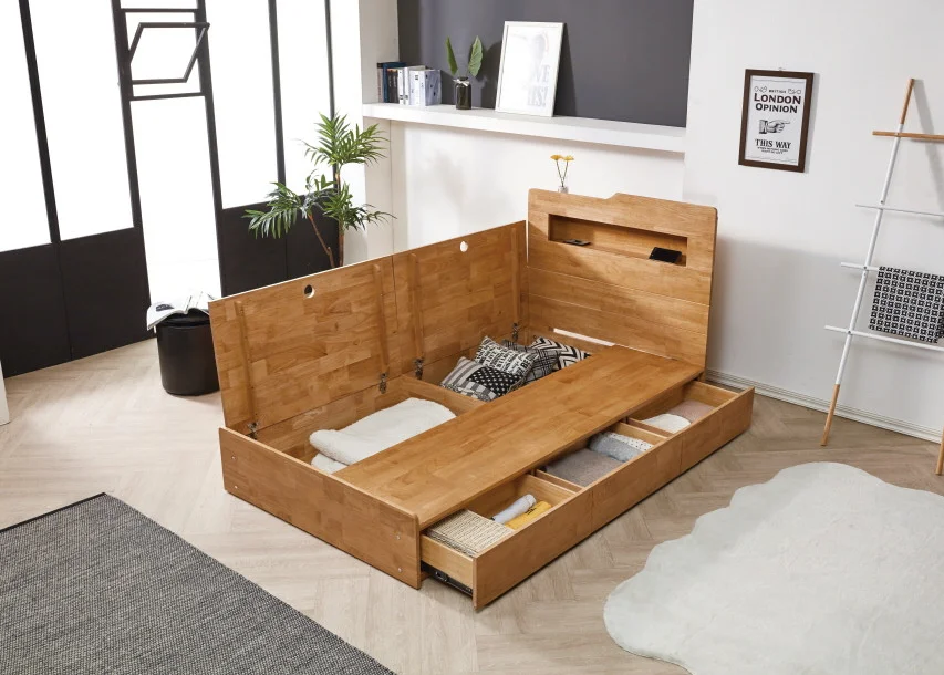  Лидер продаж мебель для спальни в современном стиле одноразмерная деревянная кровать с различным хранилищем