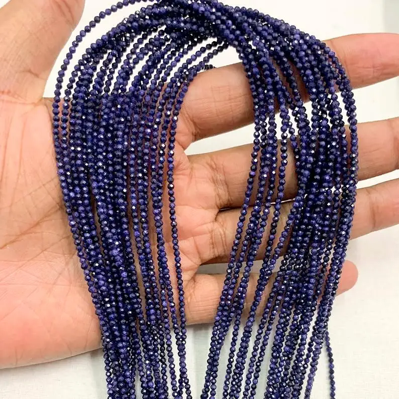 Natural Rondelle Shape Faceted Blue Sapphire Glass Filled Loose Gemstone Polished Beads Making Jewelry Wholesale Price