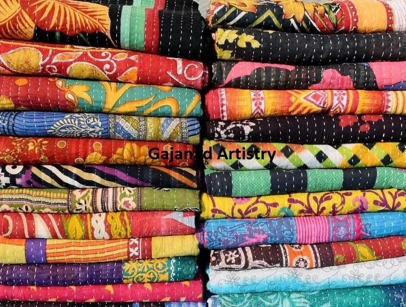 Wholesale Lot Of Indian Vintage Kantha Quilt Handmade Throw Reversible Blanket Bedspread Cotton Fabric Bohemian quilt