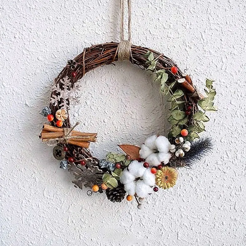 Высококачественные круглые сушеные цветы по индивидуальному заказу модный роскошный Рождественский декоративный венок