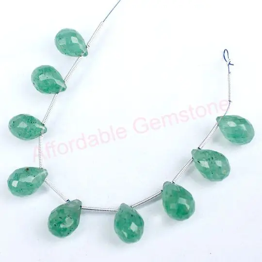 Натуральный зеленый клубничный каплеобразный камень, лучшие бусины, драгоценные камни, доступные драгоценные камни, зеленый драгоценный камень, оптовая продажа бусин, камни для резки