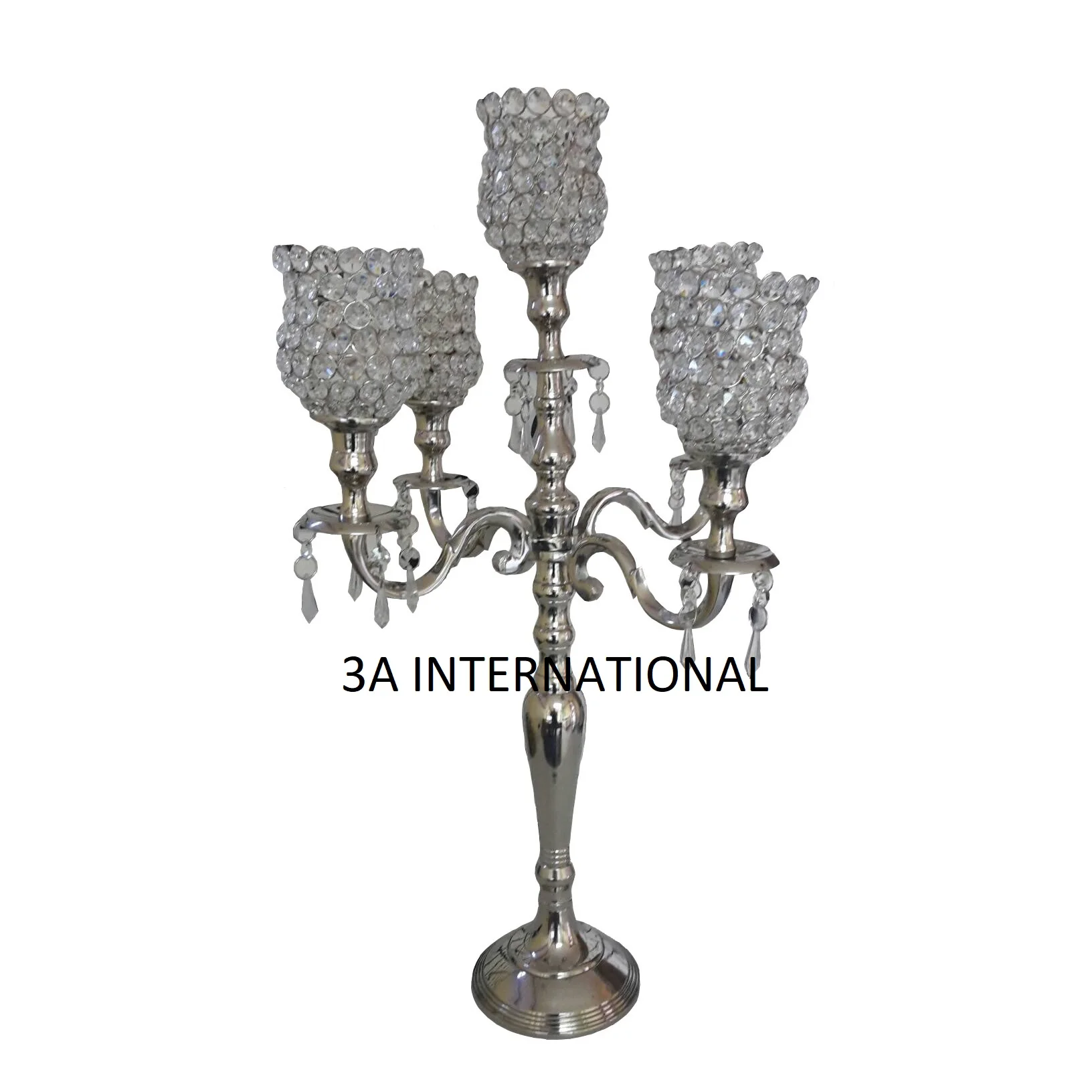 Wholesale Royal Wedding Crystal Candelabra Candle Stand For Luxury Parties Floor Decoration Candle Holder