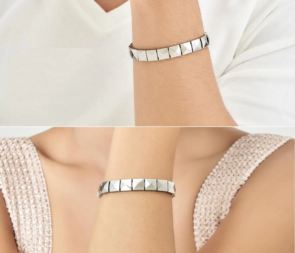 
Sophisticated Multi-Facted Square Power Sports Balance Pure Bio Germanium Magnetic Titanium Bracelet for Women 