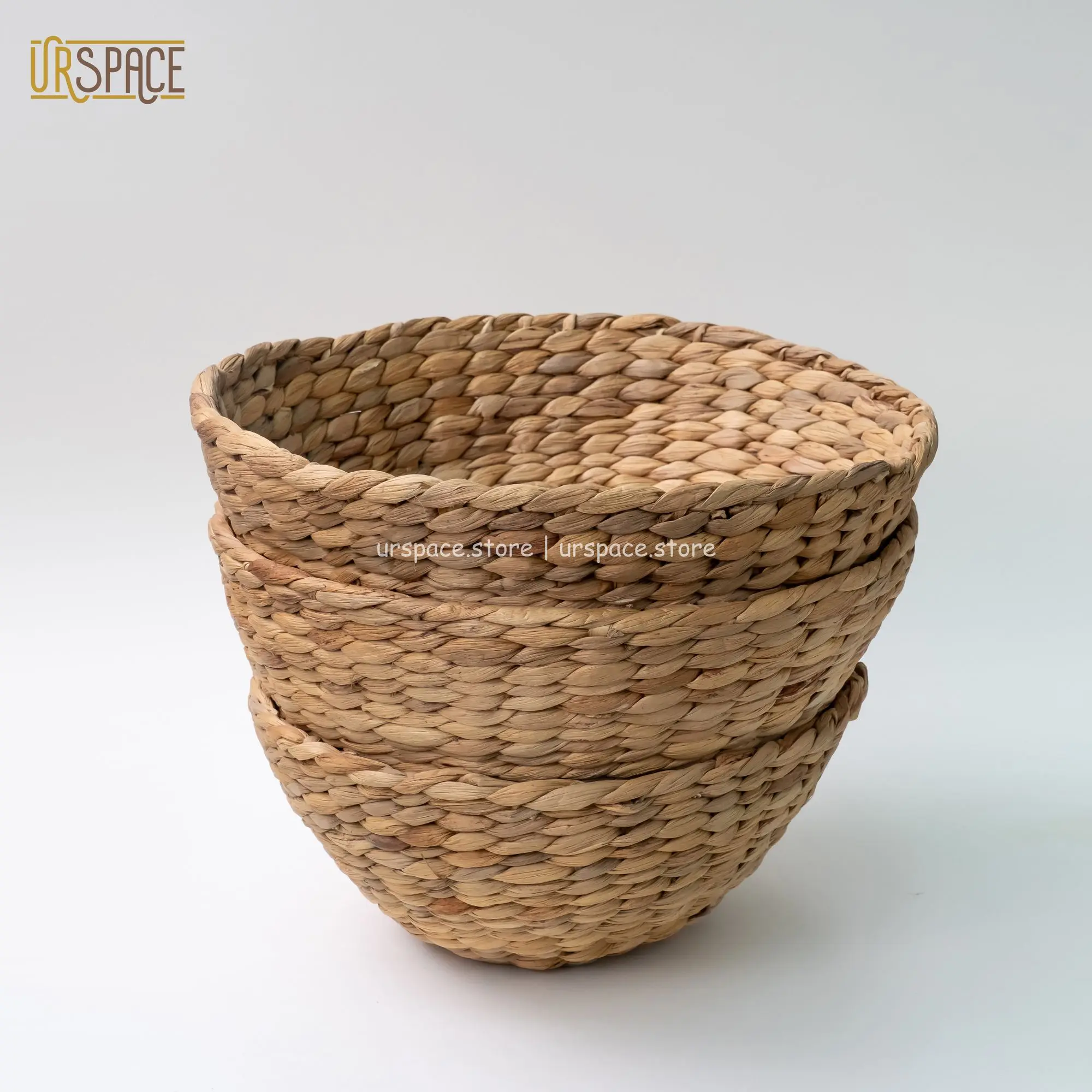 Top Quality Set of 2 Water Hyacinth Round Bowls Storage Baskets For Holding Fruits Food From Vietnam