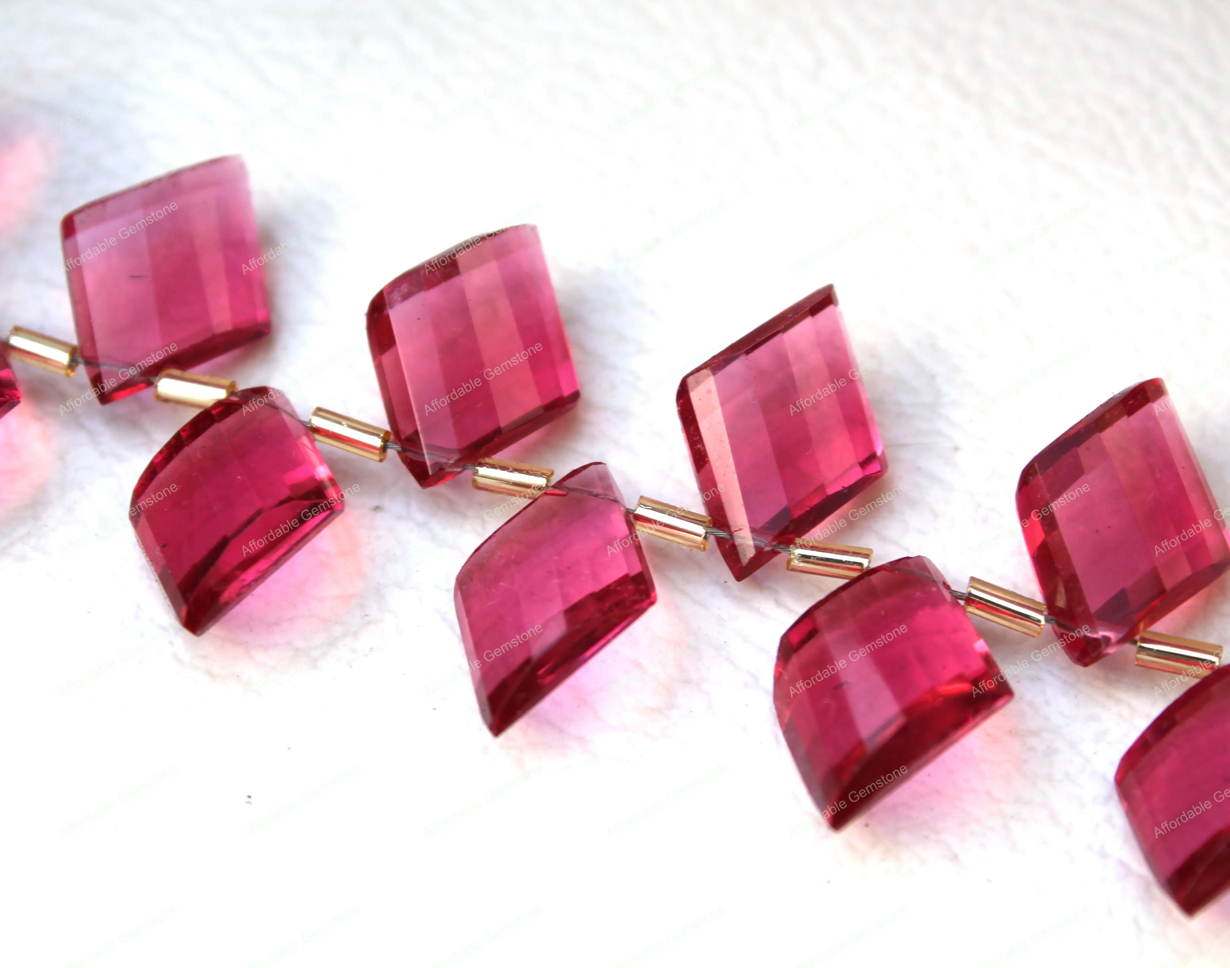 
Ruby Lite Quartz Rhombus shape gemstone hand polished Gems Top drilled Gemstones ruby lite for jewelry Size 10x15 MM 