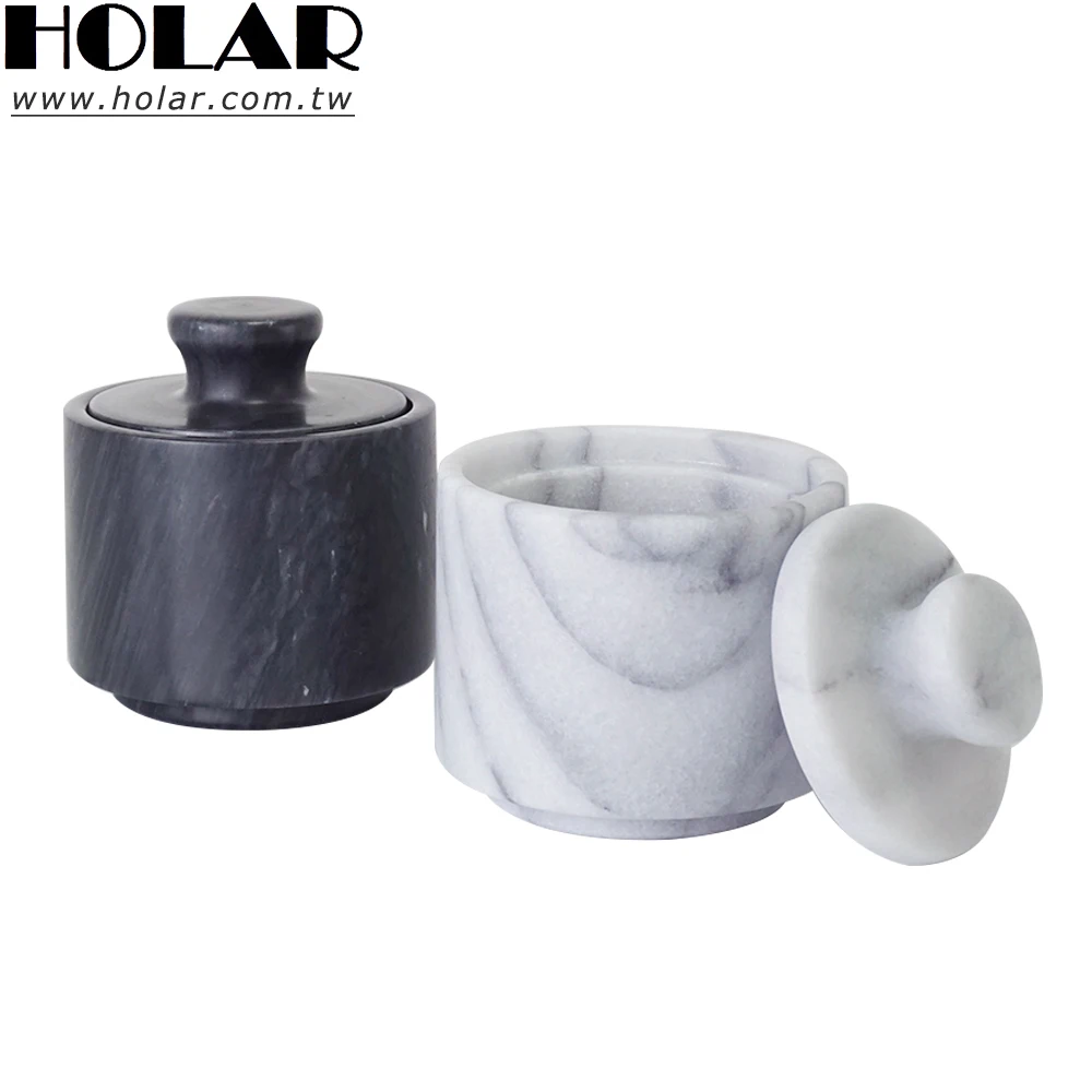 [Holar] Taiwan Made Premium Marble Salt Cellar Spice Storage Box with White Gray Color