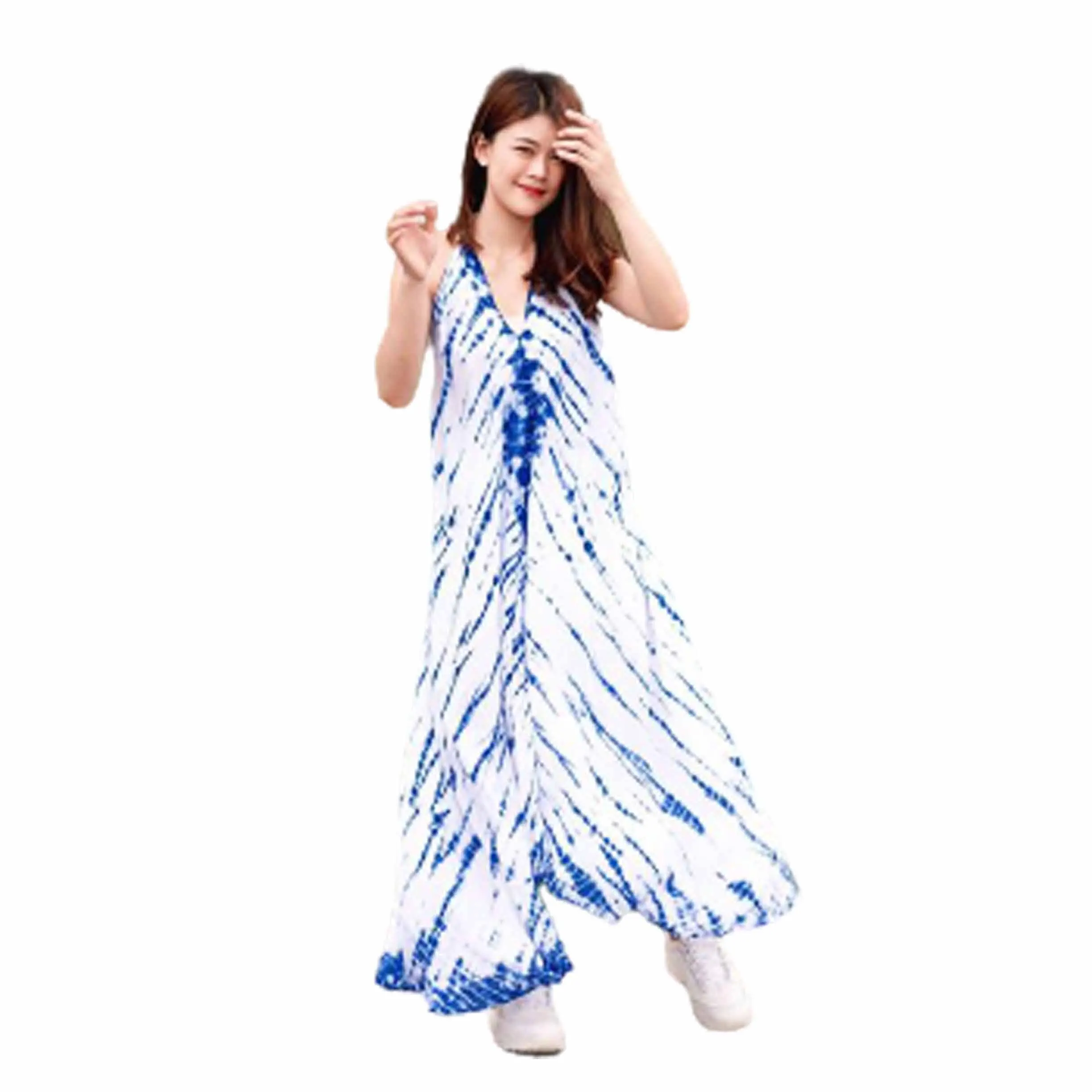 2022 Summer Jumpsuits Pants Wide leg Color Tie Dye Print V-neck Spaghetti Strap Overalls One Piece Jumpsuit  Dress for Women
