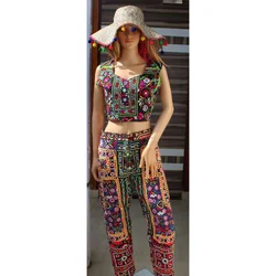 2021 Black Friday Sale Indian Banjara Dress Kutchi Embroidered Women Crop Top With Pant Mirror gypsy tribe clothing
