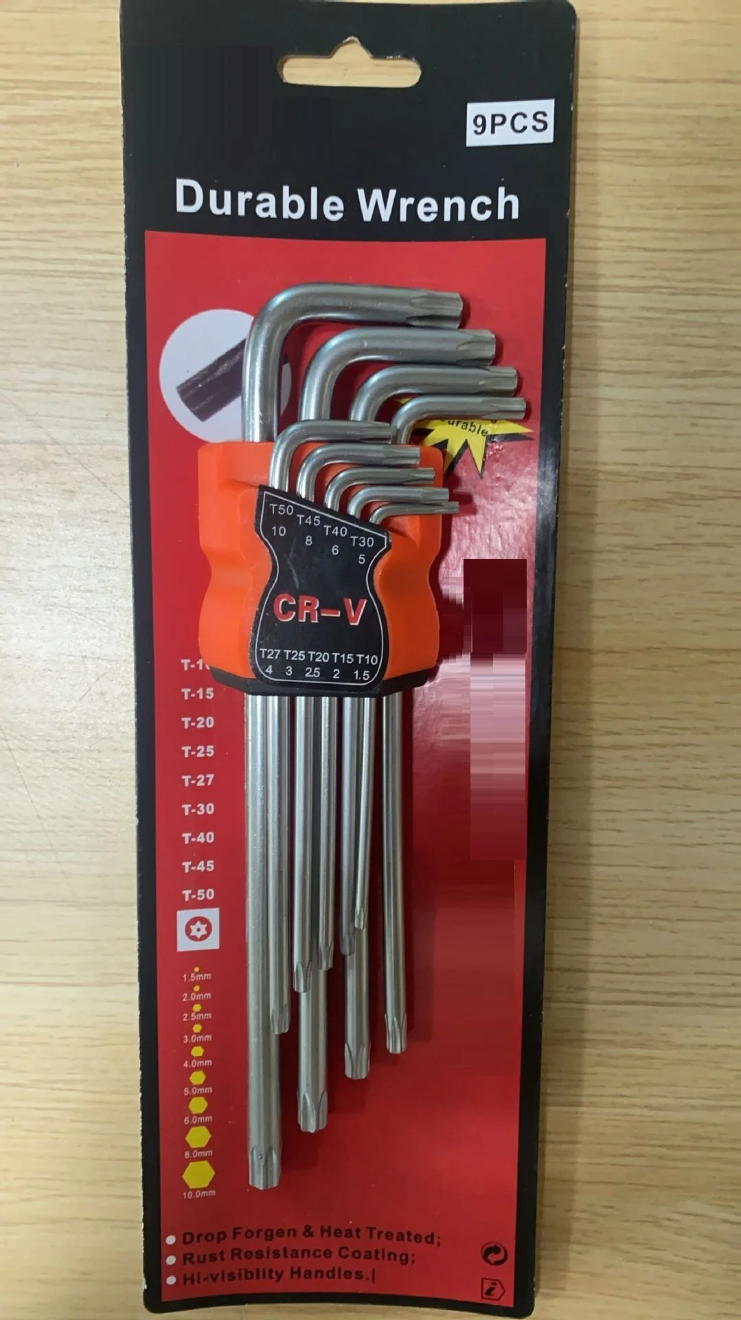 hexagonal torx wrench with lengthened rice type