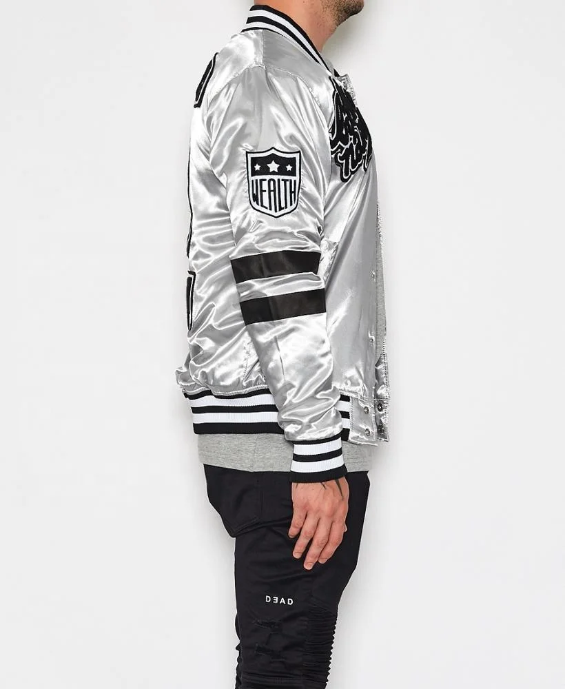 Chenille Embroidery Varsity Jackets / Custom Embroidery patch Baseball Jackets /  satin Bomber Jackets