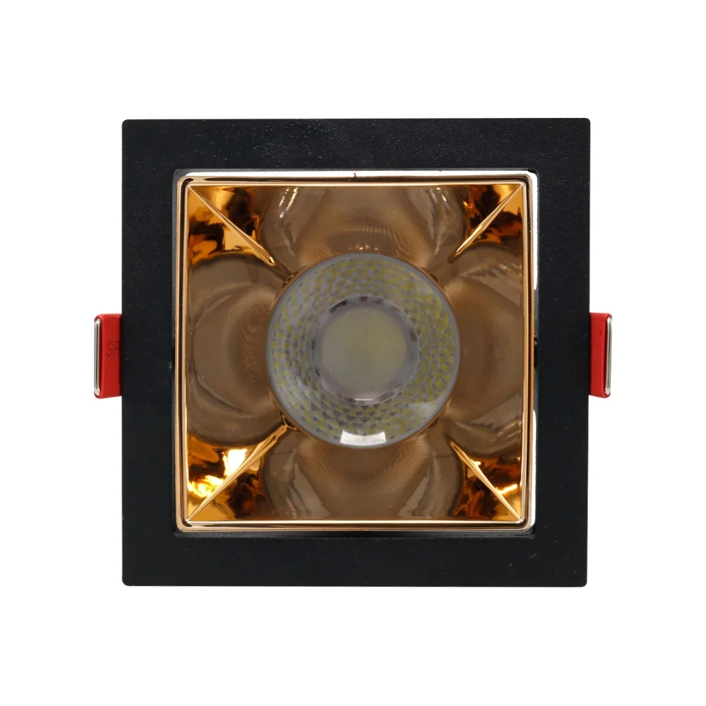 Hotel recessed spotlight gold downlights aluminum mr16 antiglare square gu10 downlight fixture