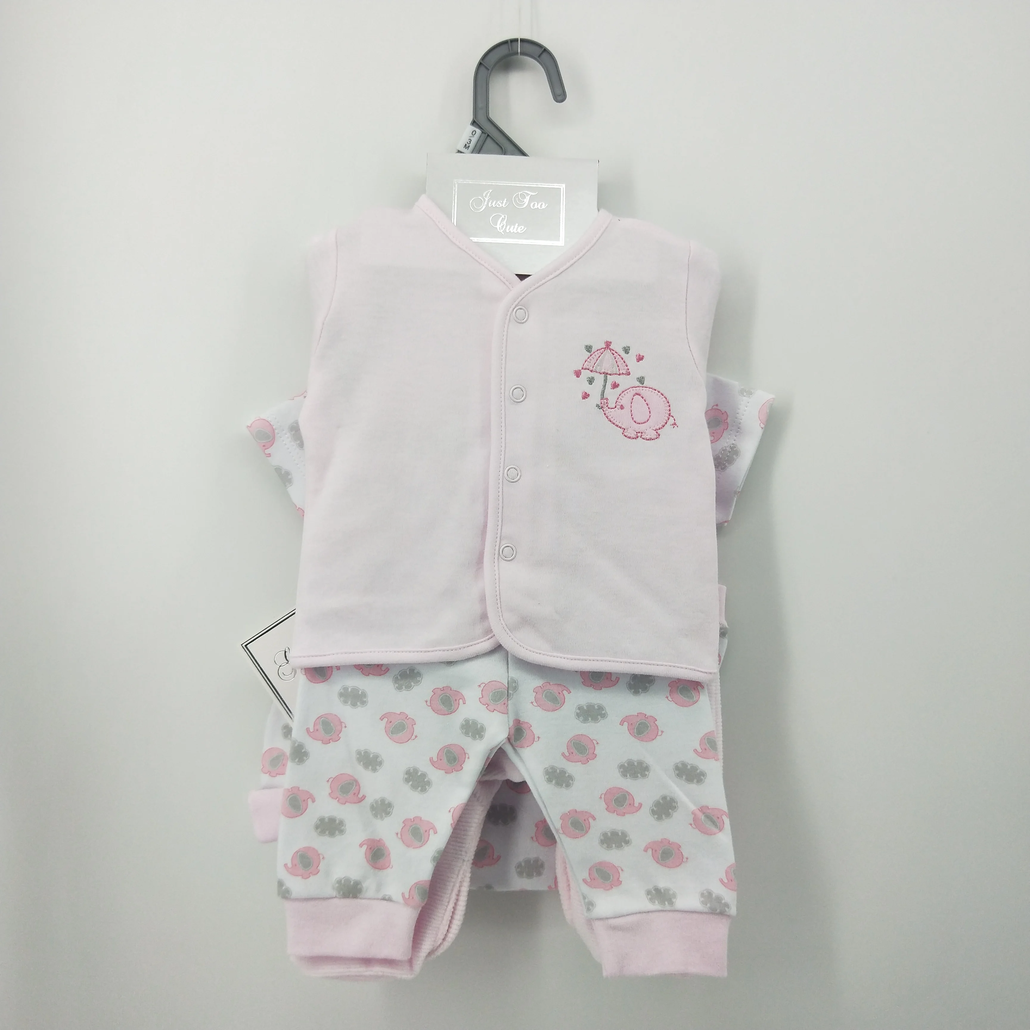 Light pink high quality 7 pieces affordable all season interlock 100% cotton baby clothing set