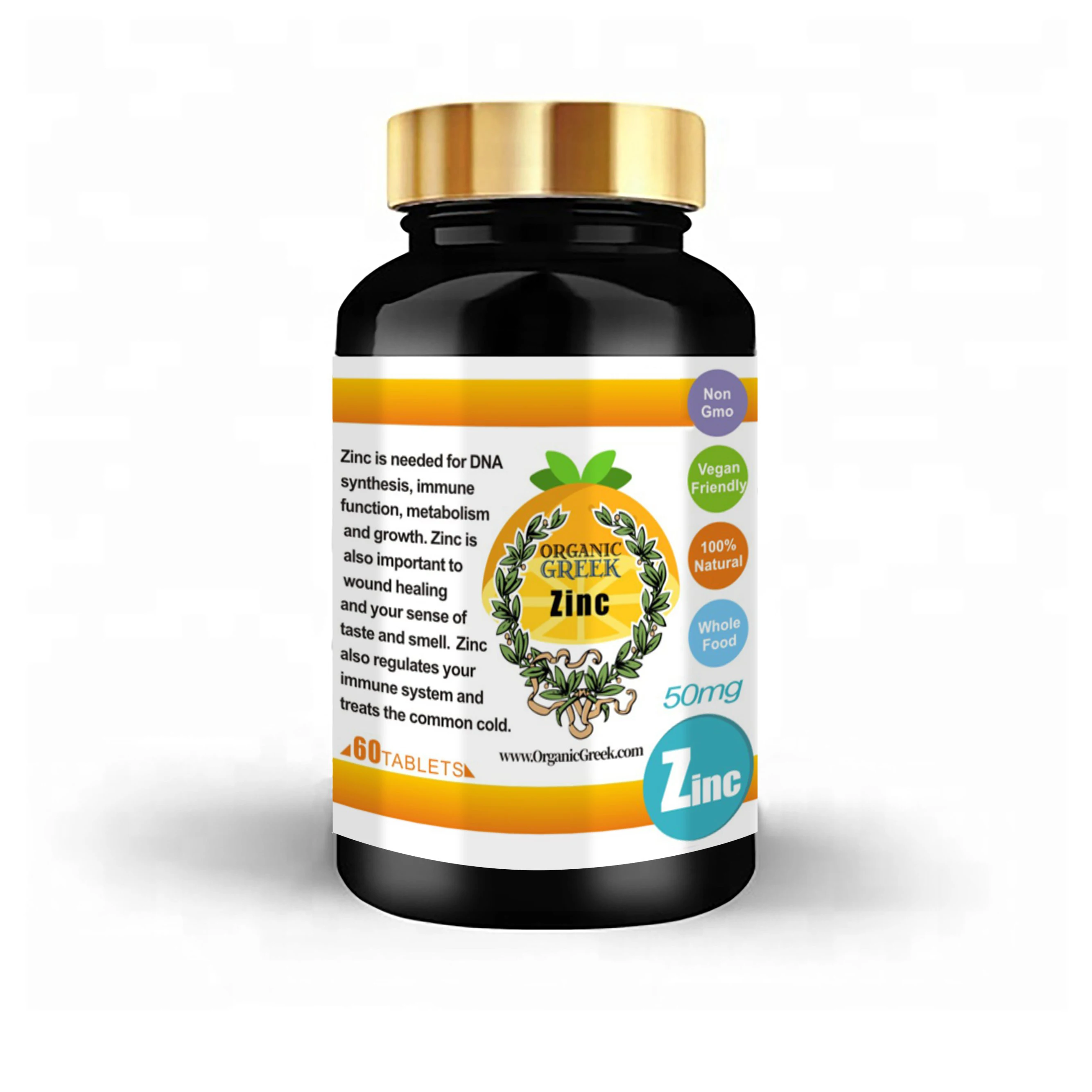 Organic Greek Vitamin Zinc Natural Non GMO Supports Production Of Energy Red Blood Cells Healthy Nervous System and Metabolism