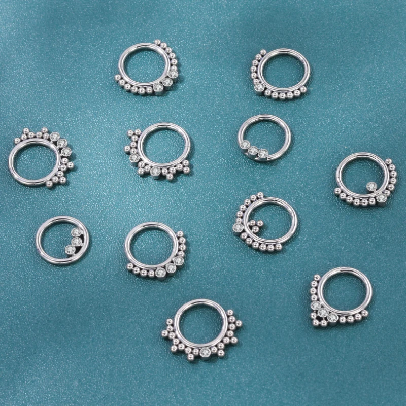 G23 Titanium bling cute cz rhinestone slave septum piercing nose ring for women