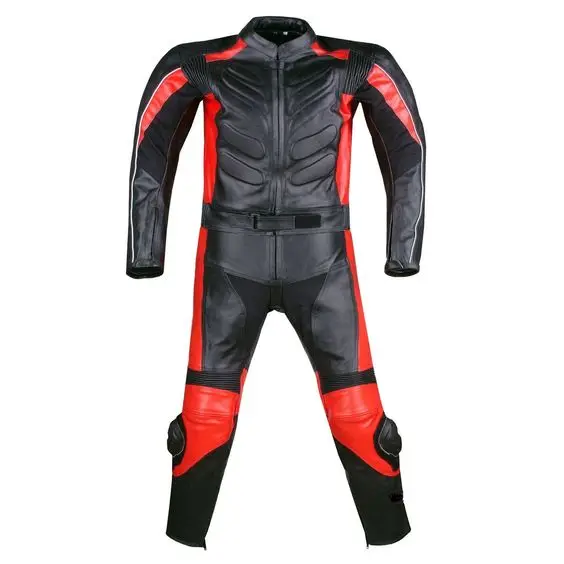 One-piece Motorcycle Racing Suit Genuine Leather Cowhide Motocross Jacket Pants With Protectors Knee Sliders