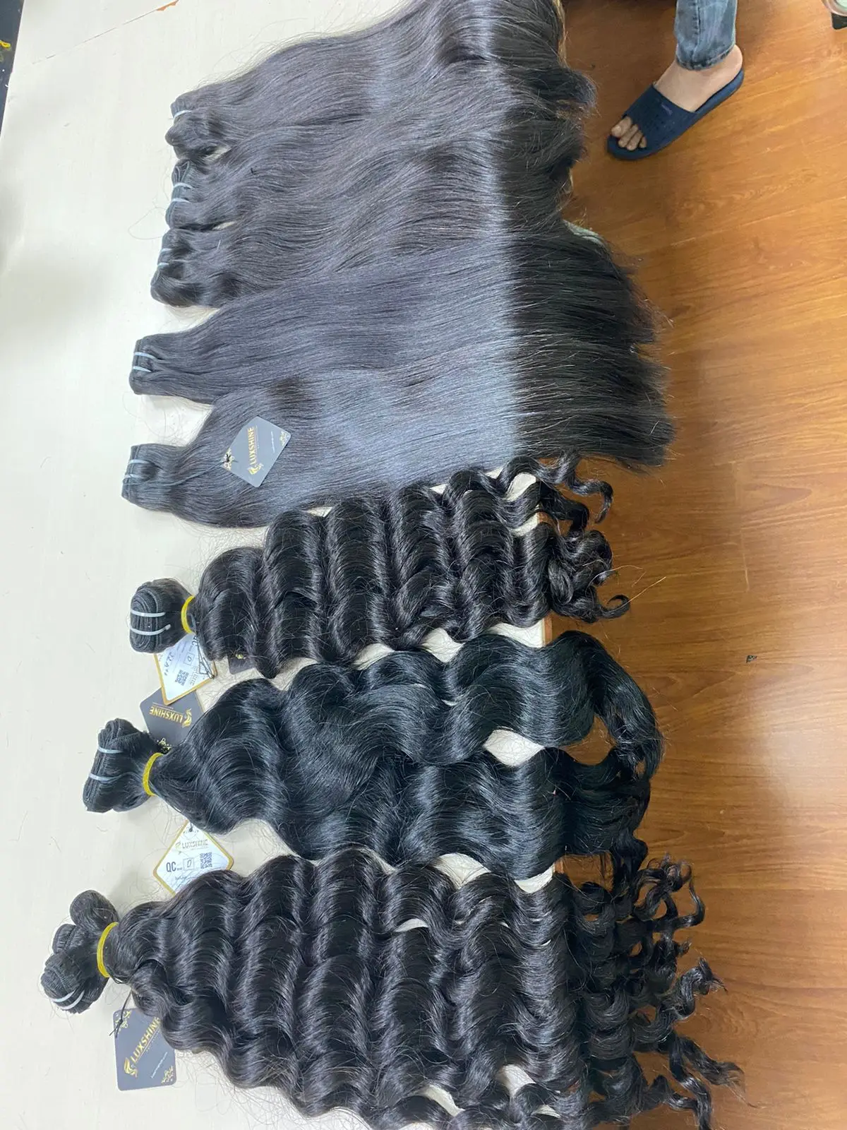 Натуральные заводские цены высокое качество необработанные пучки двойные пряди волос романтические вьющиеся натуральные черные цвета