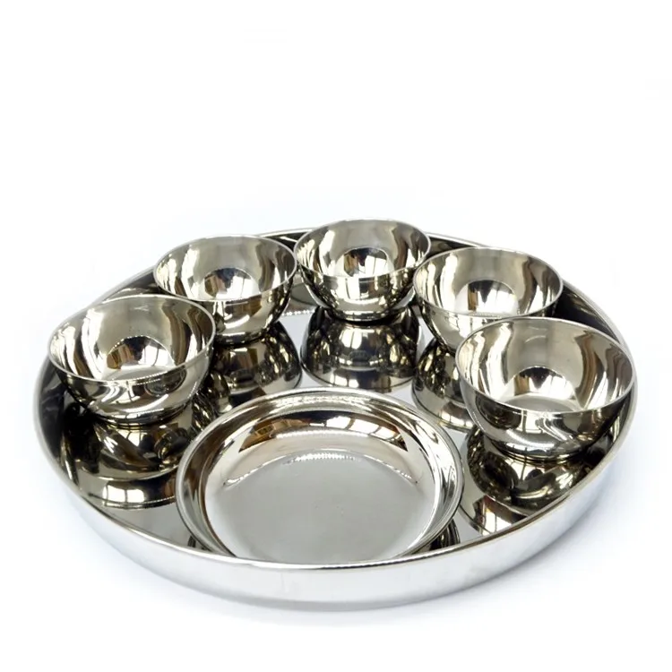 Thali Set- 5 Piece Stainless Steel Thali Set with spoons