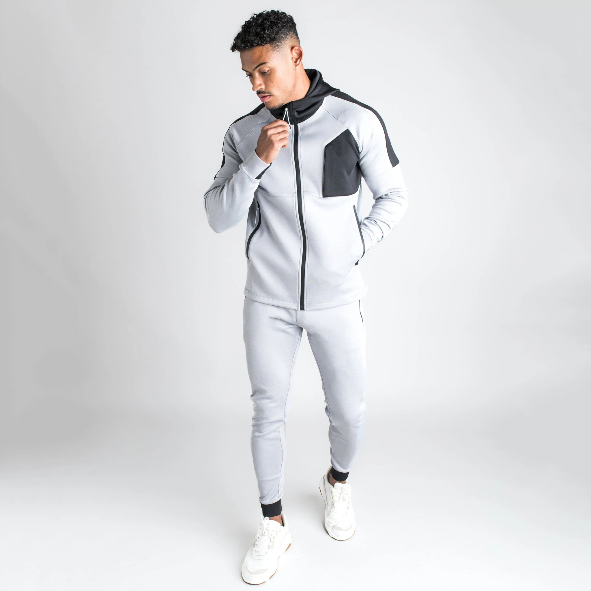 2022 New style Men 2 Piece Tracksuit Set Athletic Full Zipper Sweat suit Outfit Jogger Running Sport Set Street Wear