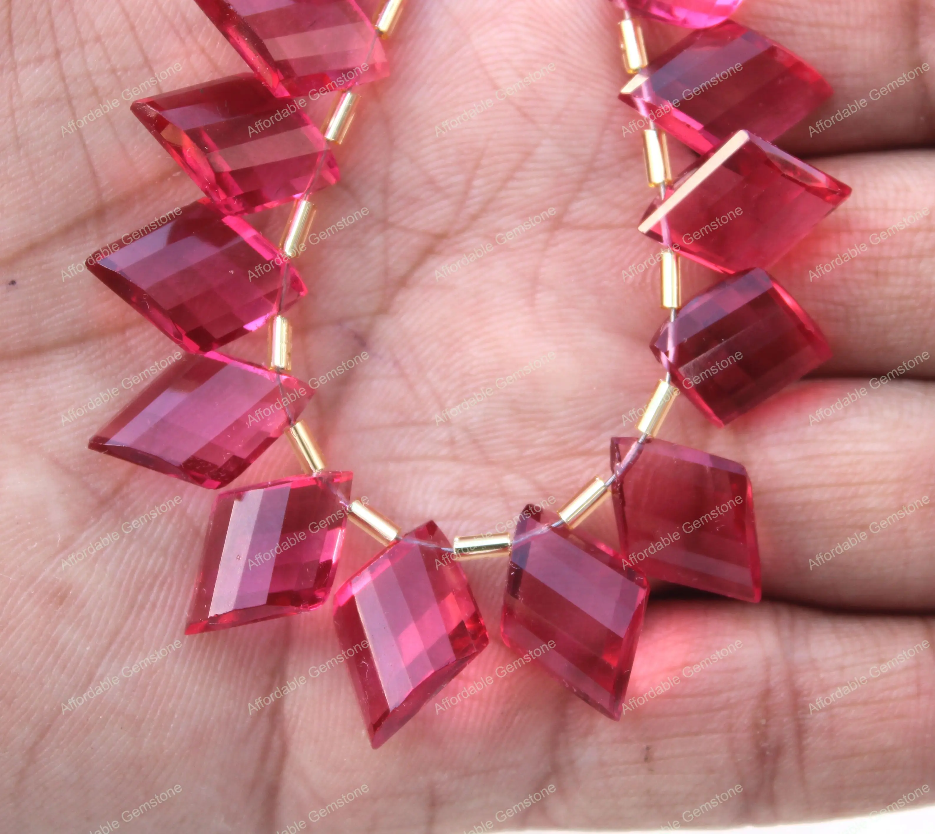 
Ruby Lite Quartz Rhombus shape gemstone hand polished Gems Top drilled Gemstones ruby lite for jewelry Size 10x15 MM 