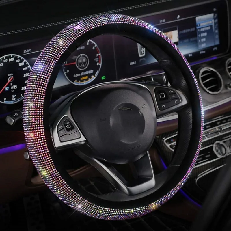 
Bling colorful full diamond car steering wheel Cover Ordinary crystal flash hot drill non-slip steering wheel cover 