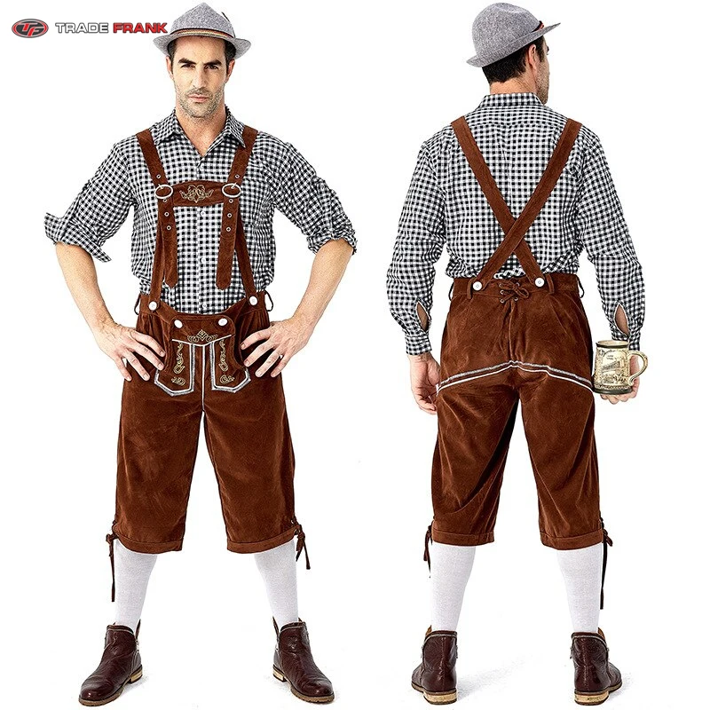 Traditional German Oktoberfest Costume for Adult Men German Beer Festival Bavarian Lederhosen Outfit Plus Size