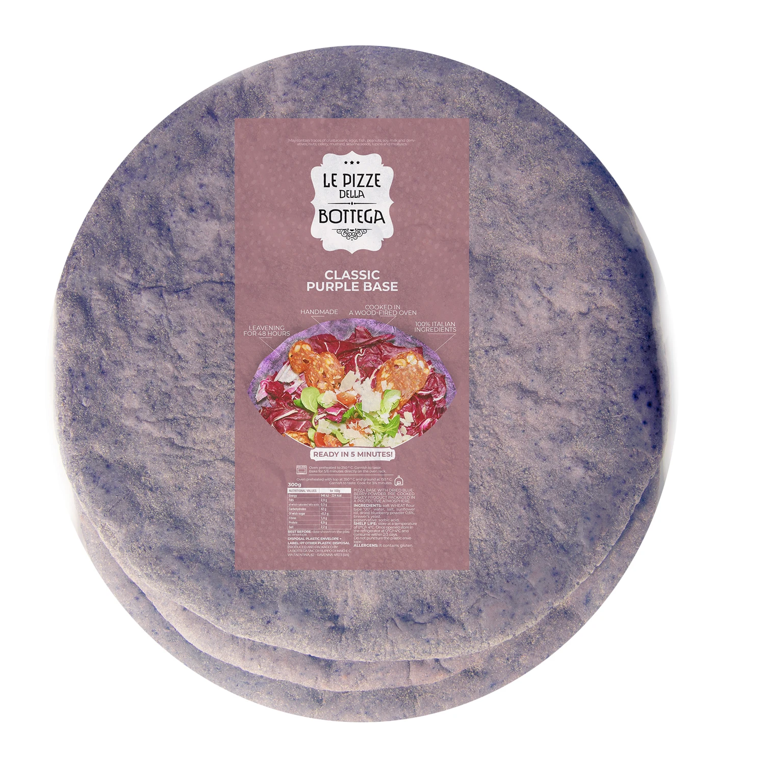 Высококачественная предварительно приготовленная фиолетовая база для пиццы, готовая к отправке