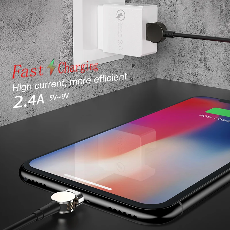 180-degree rotating detachable magnetic USB charge data cable for Android iPad MacBook