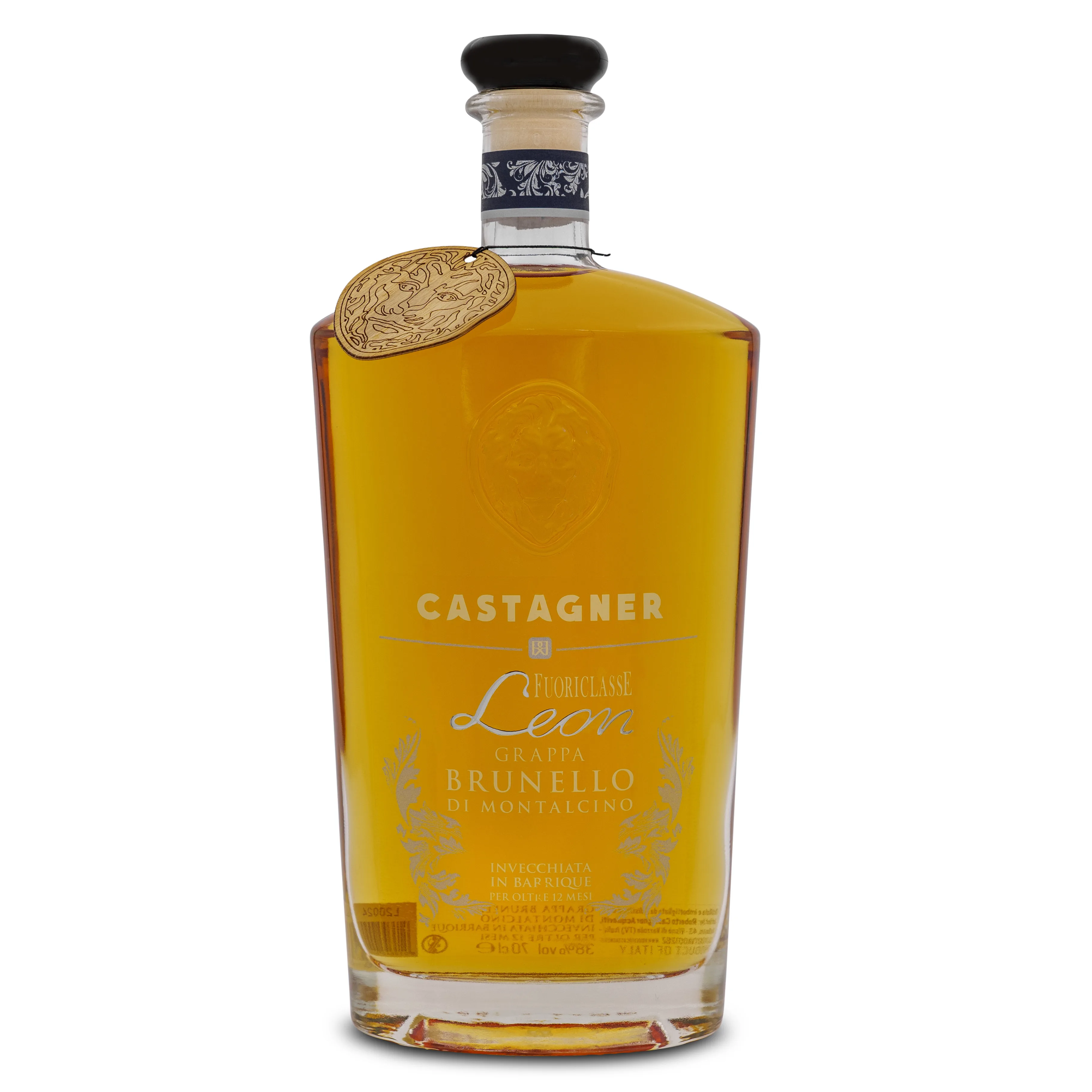 FUORICLASSE LEON BRUNELLO DI MONTALCINO BARRIQUE MADE IN ITALY PREMIUM  HIGH QUALITY GRAPPA  700 ML GLASS BOTTLE