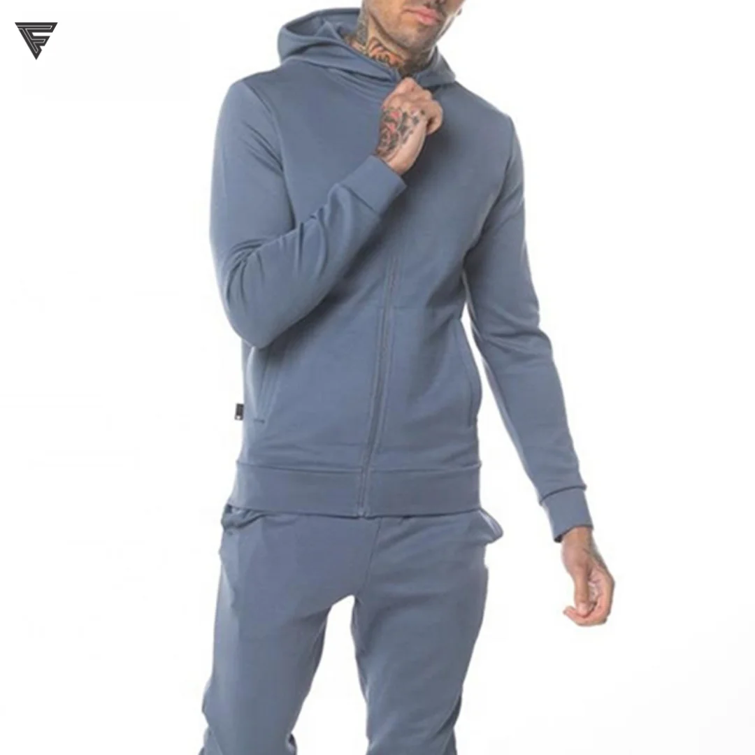 Wholesale Heavyweight Buy Hoodies Online Wholesale Man Clothing OEM Fitted Sweatsuit Tracksuit Zipper Hooded Jogging Men Jogger