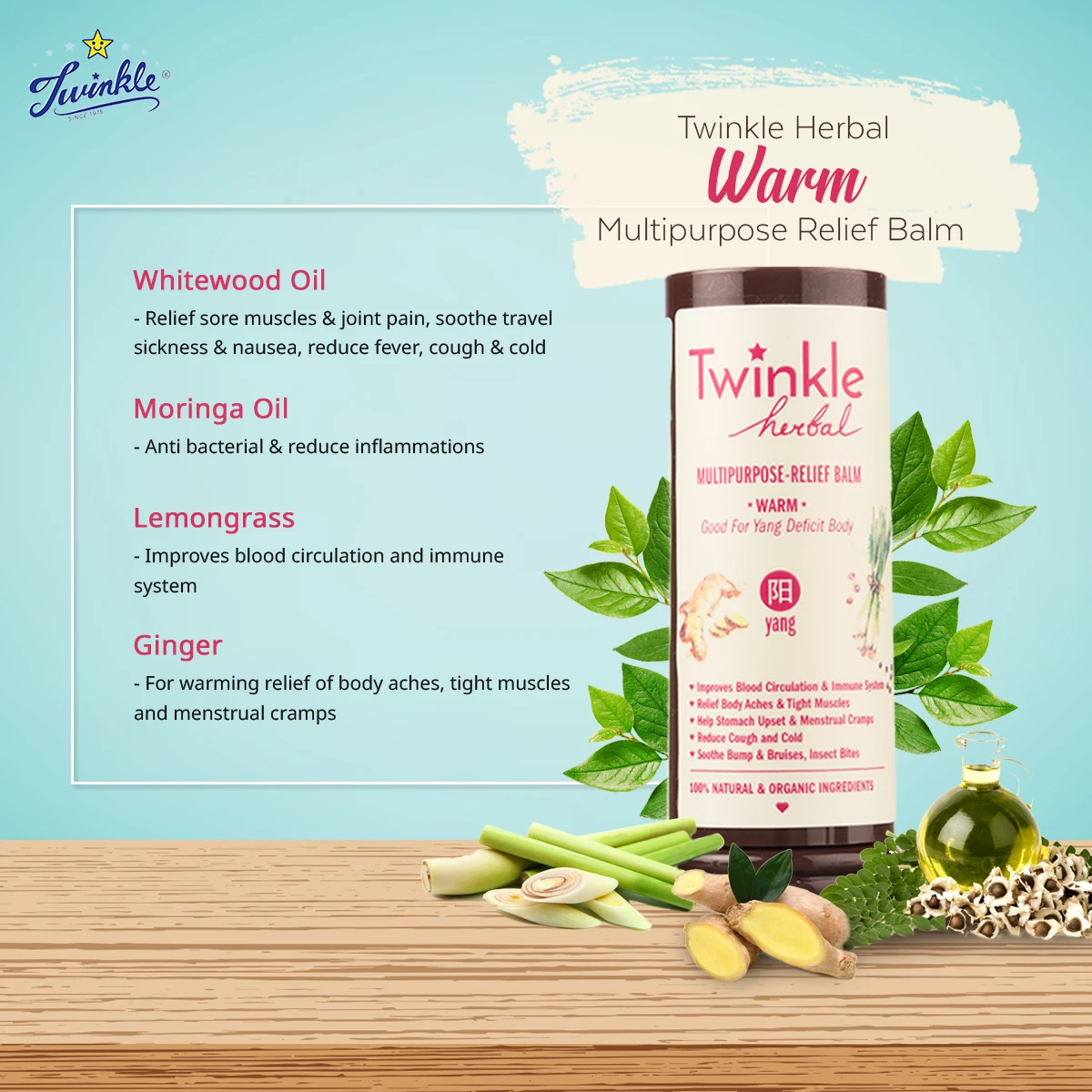 Health Care Supplies Promotes Wound Healing Stomach Ache Relief Twinkle Herbal Yang Balm Body Salve From Singapore