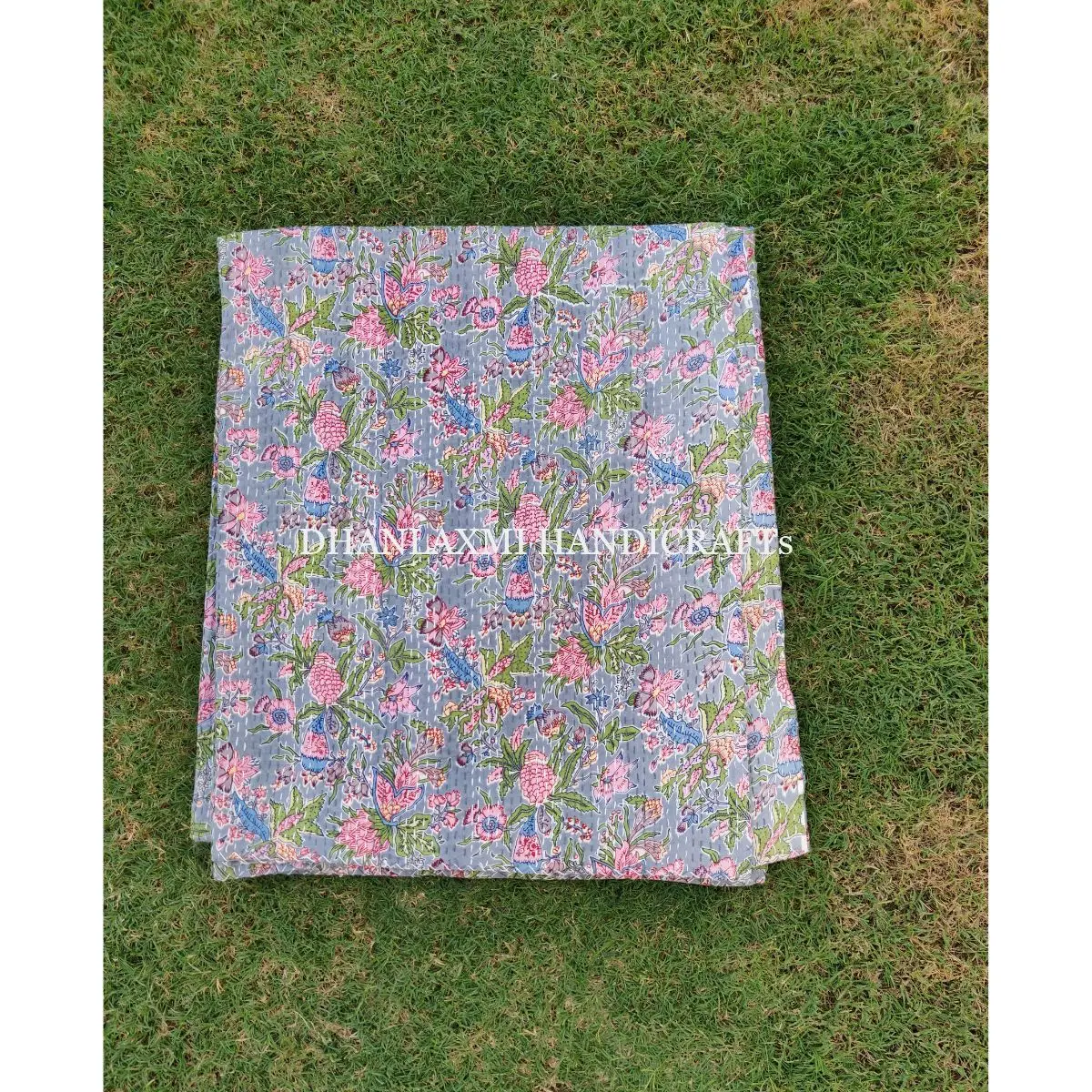Разноцветное одеяло Kantha с цветочным принтом ручной работы индийское красивое домашнее декоративное покрывало оптовая продажа Хлопковое