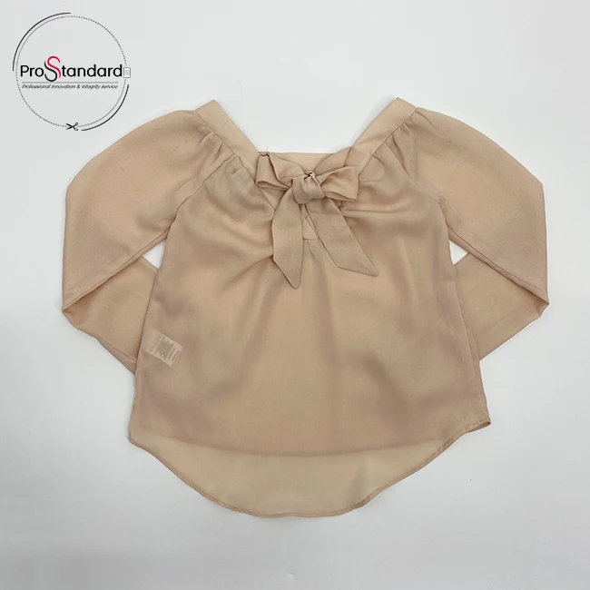 
High Quality Champagne Baby Tops Fashionable Square Neck Blouse For Baby Girl 