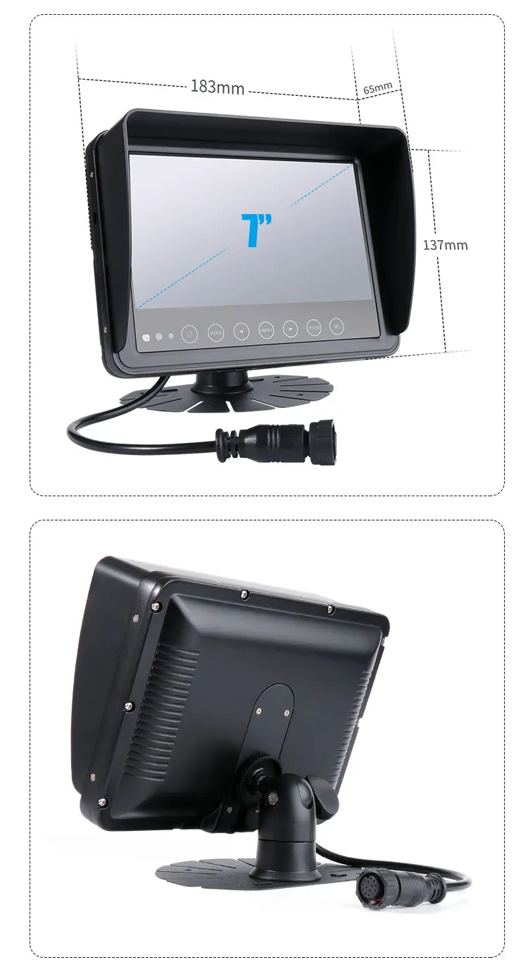 Водонепроницаемый 7 дюймовый монитор 1080P Автомобильный Обратный автобус камера заднего вида зеркала HD 1/3