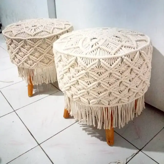 Ограниченное издание Новый Boho ручной работы макраме табурет 100% хлопок сиденье с бахромой для кровати диван-кровать домашний декор