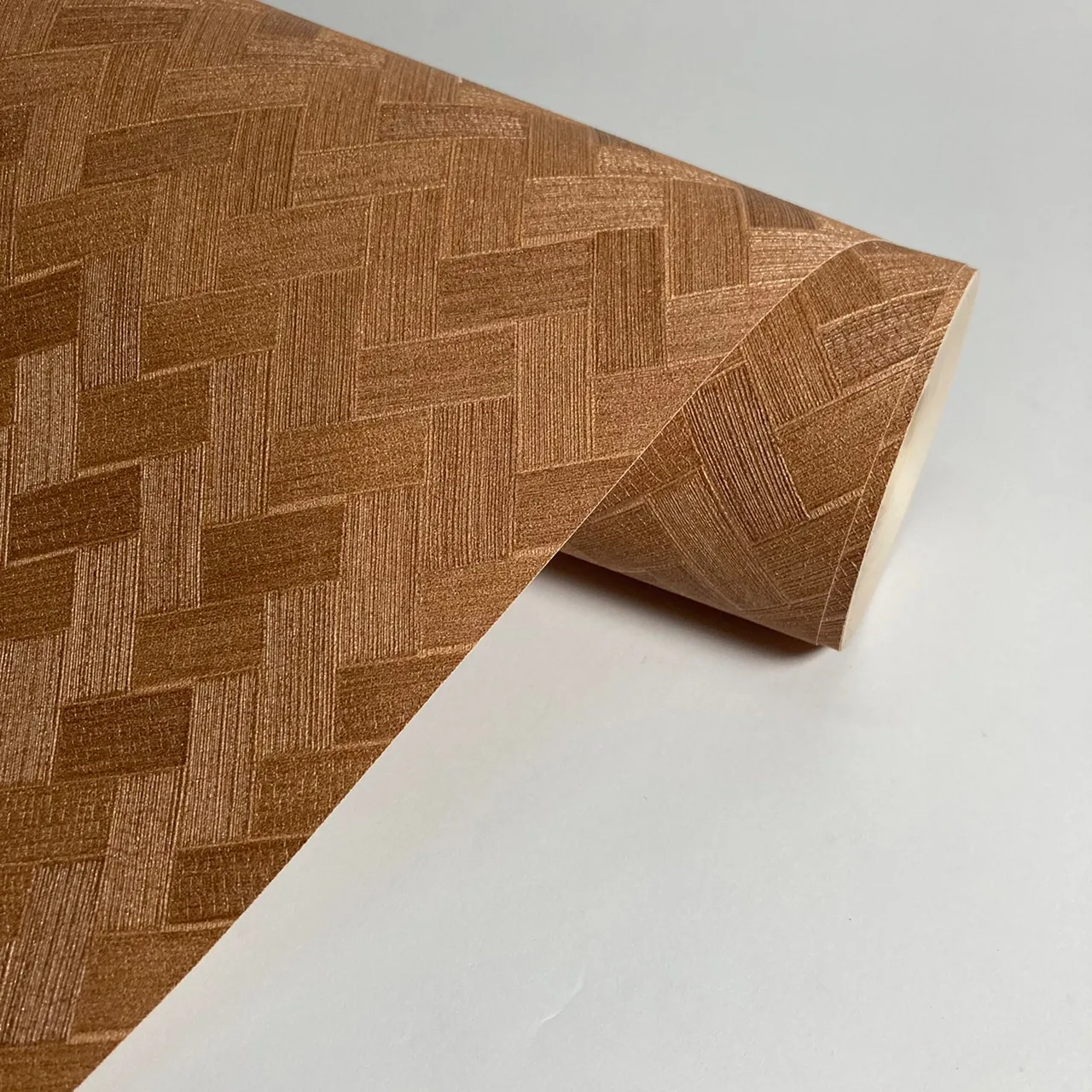 Japanese style woven wood grain and wind Office living room restaurant home decoration embossed PVC wallpaper