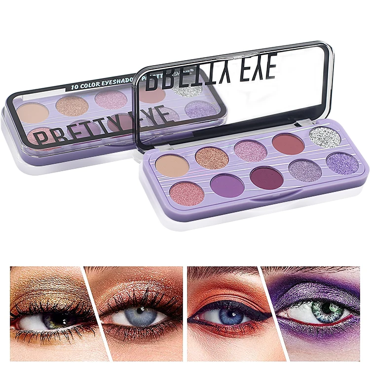 Hot Sales Factory Cosmetics High Pigment Private Label 10 Color Matte And Glitter Makeup Eyeshadow Palette