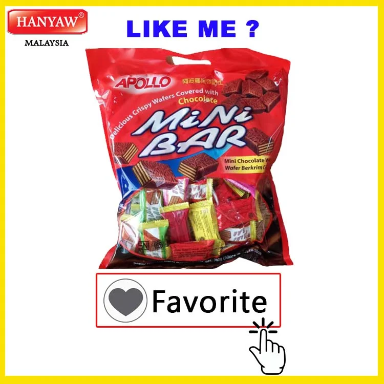 [Малайзия] Быстрая доставка + мини-бар шоколада Apollo с сертификатом Халяль (16 упаковок x 50 шт. 6 г/коробка)