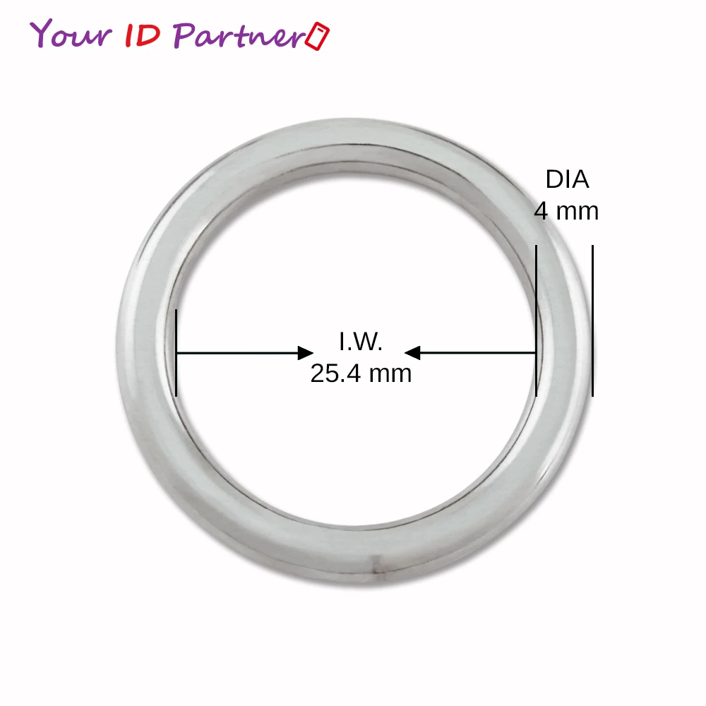 Size 4*25.4 Hardware Metal Seamless Sealing O / D Ring Could Not Open Stainless Steel Welding Rings For Bag, Boat, Ship